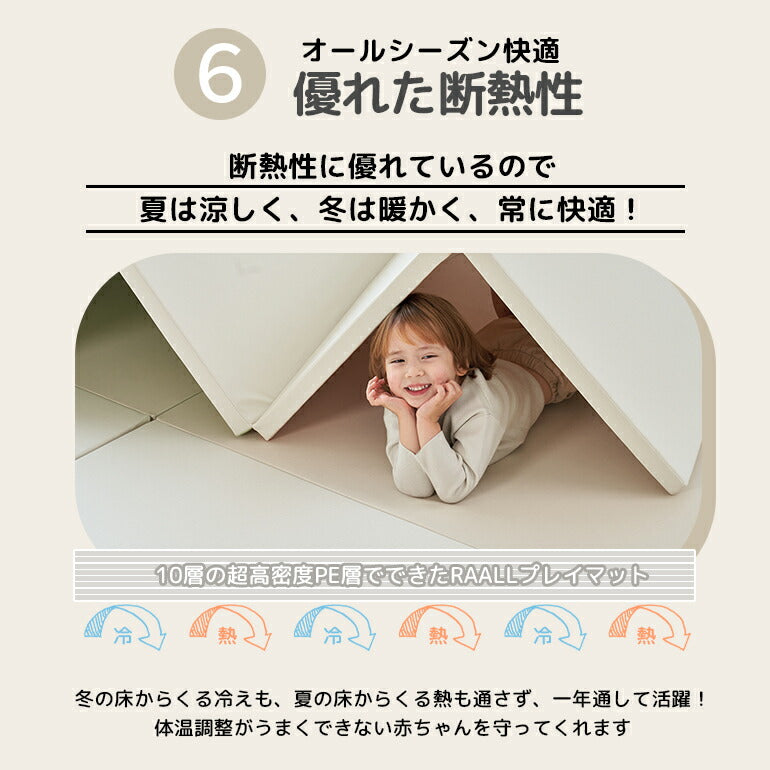 カラズマットRAALL 140×200cm パールキャンディ プレイマット 最高級 ベビー  赤ちゃん フロアマット プレミアム 防音 マット ベビーマット フロアマット キッズマット 折りたたみ 4cm 持ち運び ベビーサークル Caraz 防炎 ノンホルム ジョイントマット 床暖房対応 リバーシブル 【保証付き】