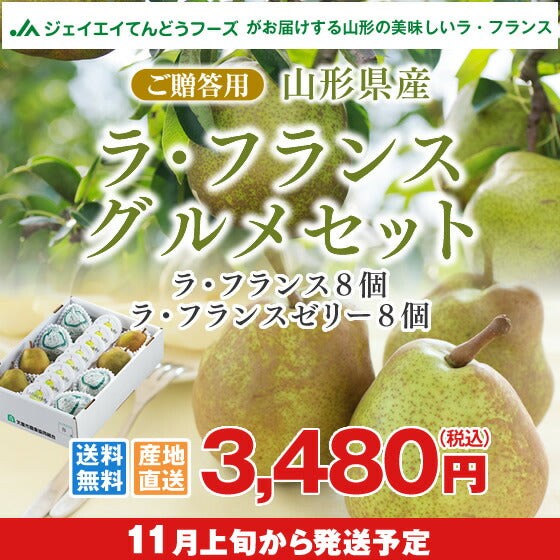 果物 ギフト 送料無料 山形県産ラフランスグルメセット(ラフランス＆ゼリー各8個いり) ※一部地域は別途送料追加 n21