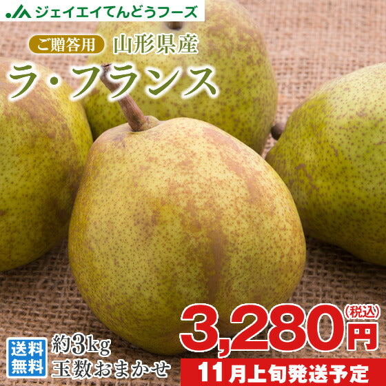 で10倍 お歳暮 ギフト 送料無料 山形県産 洋梨ラフランス約3kg(4L〜Lサイズ・玉数おまかせ) のし対応 お歳暮 ※九州・沖縄・一部離島を除く rf19