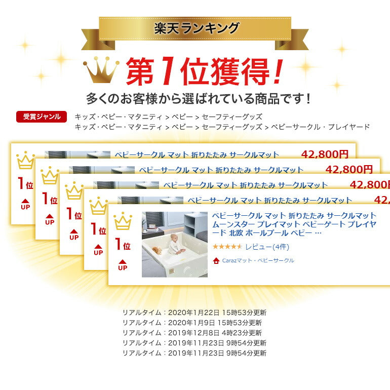 サークルマット 120×140×36cm ムーンスター ベビーサークル ベビーゲート プレイマット 床暖房対応 プレイヤード 大きい プラスチック Caraz 折りたたみ コンパクト 防水 フロアマット キッズ スペース ベビーマット ノンホルム カラズ ベビーフェンス 【保証付き】