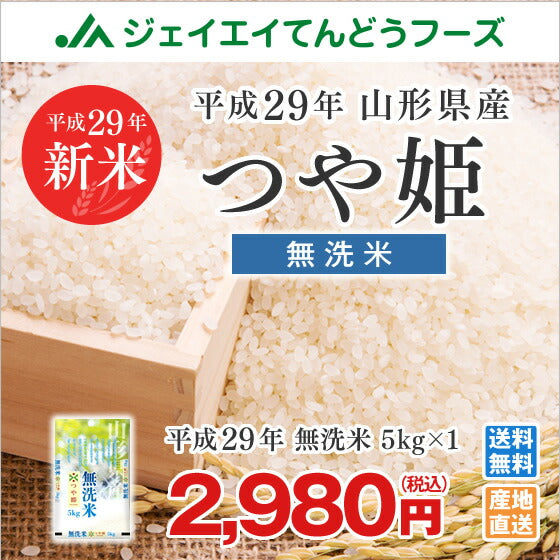 【新米】29年産 山形県産つや姫無洗米5kg 送料無料※一部地域は別途送料追加