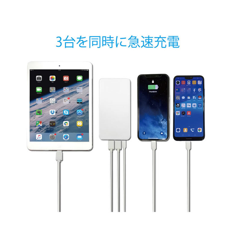 Lazos　Type-C　QC/PD対応　10000mAh　高速充電リチウムポリマーモバイルバッテリー【ホワイト】 PSE取得済み rd-014