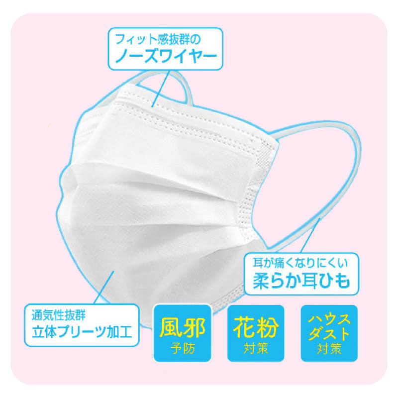 マスク 不織布 3層 15枚 レディース 小さめ 送料無料