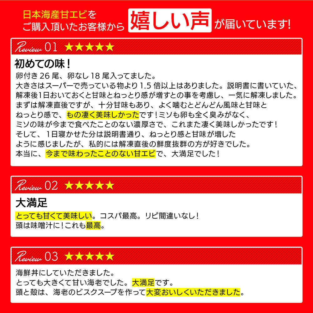 日本海産お刺身用 甘えび 800g前後 約55尾入