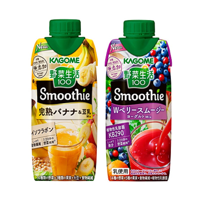 野菜生活１００ ＳＭＯＯＴＨＩＥ 完熟バナナ＆豆乳Ｍｉｘ330ml 12本＋Ｗベリー＆ヨーグルトＭＩＸ330ml 12本 計24本