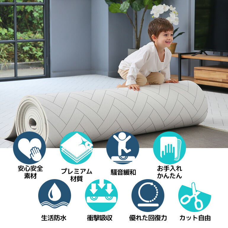 ロールマット 110×300×1.5cm ムーンスター ノンホルム 防炎 プレイマット フロアマット 床暖房対応 フリーカット ジョイントマット pvc 厚手 防水 出産祝い 赤ちゃん マット 防音 お昼寝 110×300cm おしゃれ 持ち運び Caraz カラズ