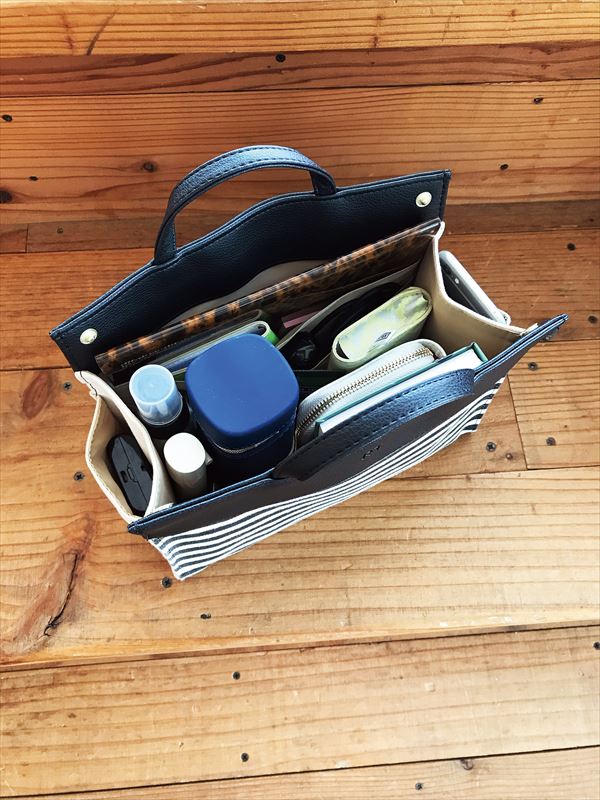 【NAVY・rootote6790】 ルートート バッグインバッグ 通販 自立 仕切り トートバッグ 小さめ A5 レディース ミニトート おしゃれ シンプル 大人 かわいい サブバッグ ワンマイルトート インテリア 収納