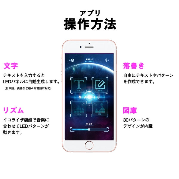 好きな文字・柄が映せる最先端サングラスLED ディスプレイグラス（WHITE）