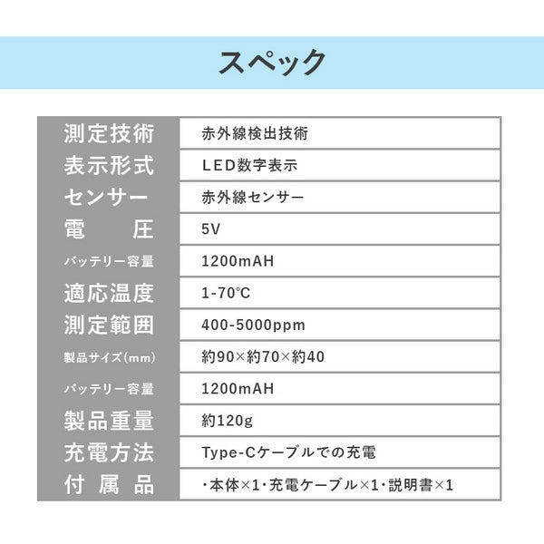 （BLACK）co2 センサー 二酸化炭素 濃度 測定器 濃度計