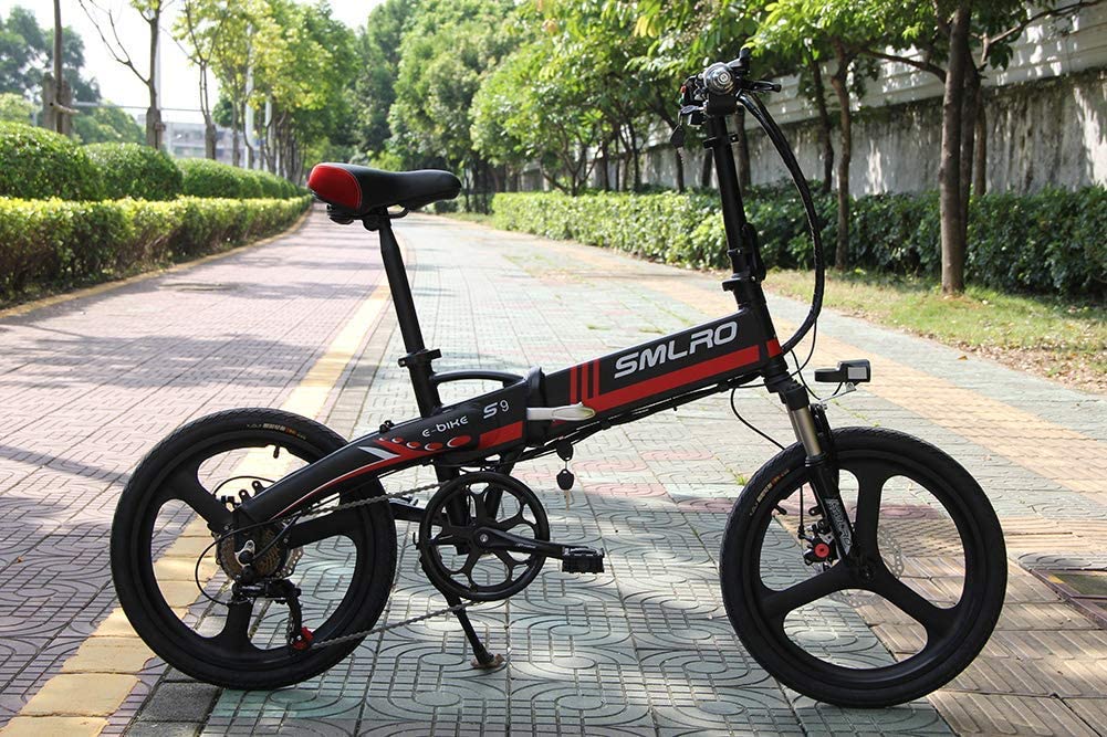 20インチ折りたみ電動アシスト自転車電力5速調整 外装SHIMANO 7段変速ギア 48v 350w 10Ah ディスクブレーキ LEDライト搭載 USB充電可 サドル リアテールライト付き
