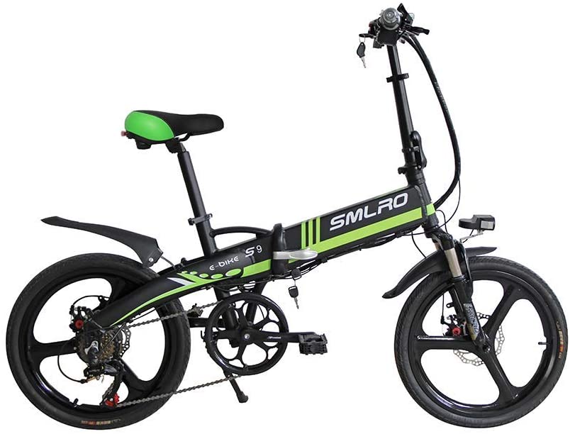20インチ折りたみ電動アシスト自転車電力5速調整 外装SHIMANO 7段変速ギア 48v 350w 10Ah ディスクブレーキ LEDライト搭載 USB充電可 サドル リアテールライト付き