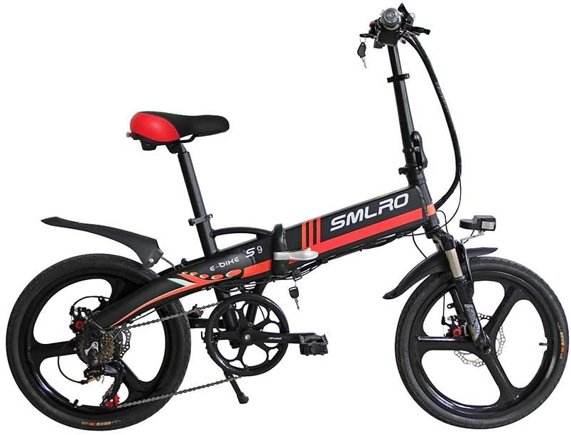 20インチ折りたみ電動アシスト自転車電力5速調整 外装SHIMANO 7段変速ギア 48v 350w 10Ah ディスクブレーキ LEDライト搭載 USB充電可 サドル リアテールライト付き