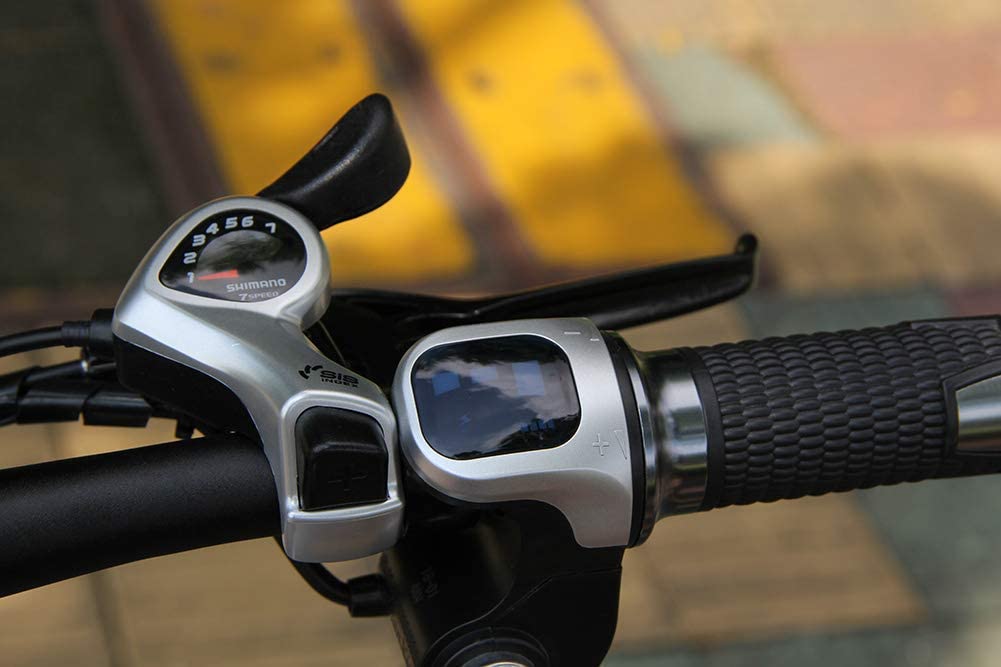 20インチ折りたみ電動アシスト自転車電力5速調整 外装SHIMANO 7段変速ギア 48v 350w 10Ah ディスクブレーキ LEDライト搭載 USB充電可 サドル リアテールライト付き