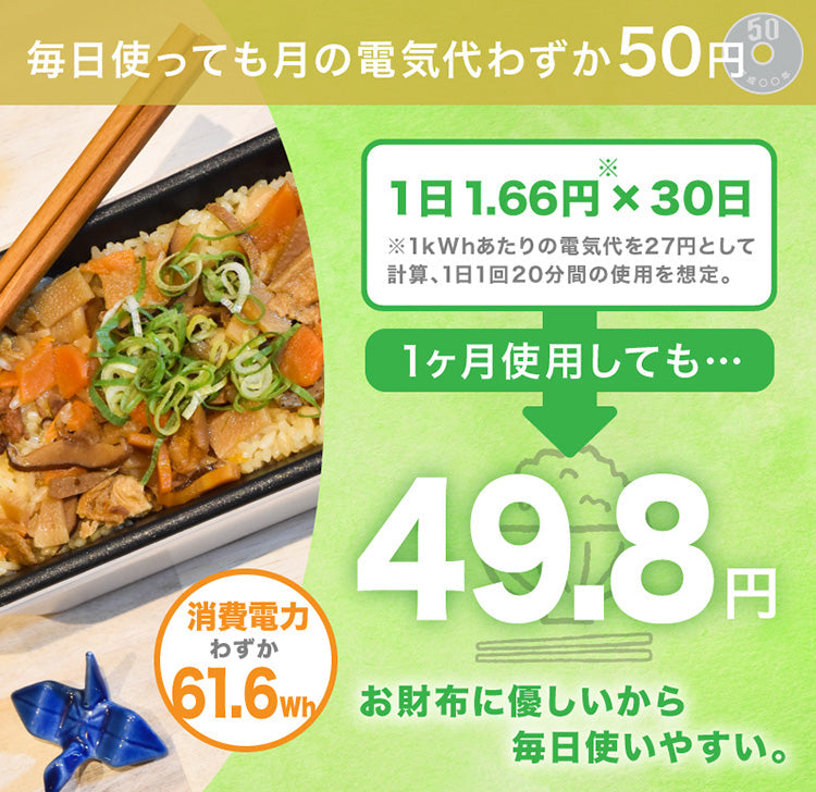 おひとりさま用超高速弁当箱炊飯器 藍色 【炊飯器 小型】【TKFCLBRC-BL】
