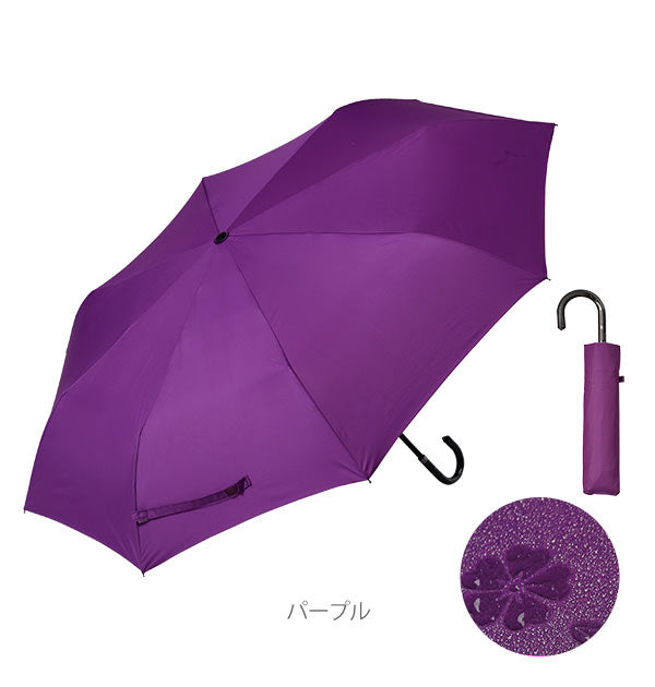 【パープル・桜雫折りたたみ傘】 折りたたみ傘 晴雨兼用 桜雫 さくらしずく  通販 折傘 59cm 8本骨 軽量 軽い UVカット 日傘 紫外線対策 手開き 手動 レディース 女性 おしゃれ かわいい シンプル 無地 花柄 和柄