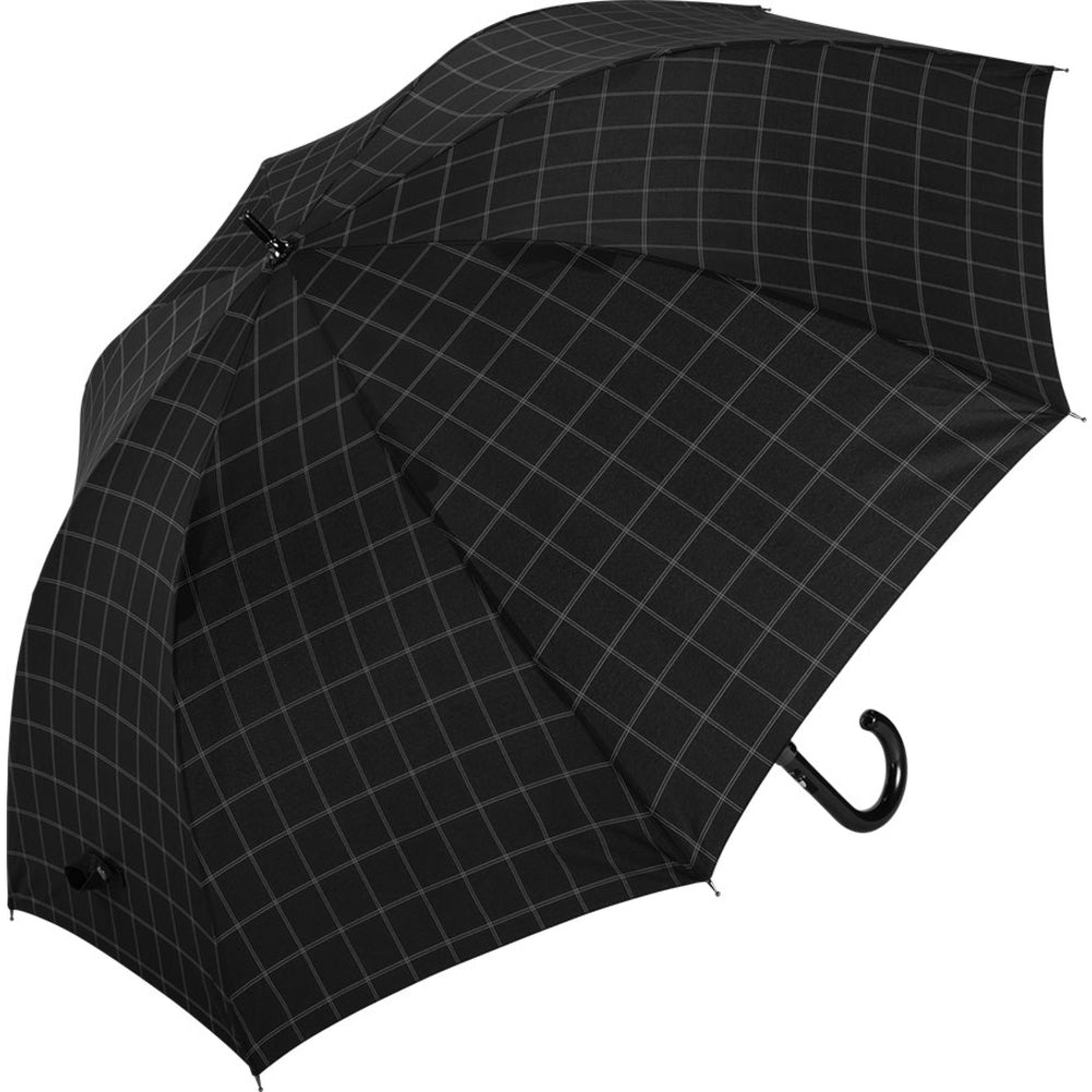 【skm70418chチェックブラック】 傘 メンズ ジャンプ 通販 大きい さかさかさ 70cm 耐風強化傘 無地 チェック ストライプ グラスファイバー 丈夫 紳士傘 シンプル 長傘 ワンタッチ おしゃれ 男性用 かさ カサ