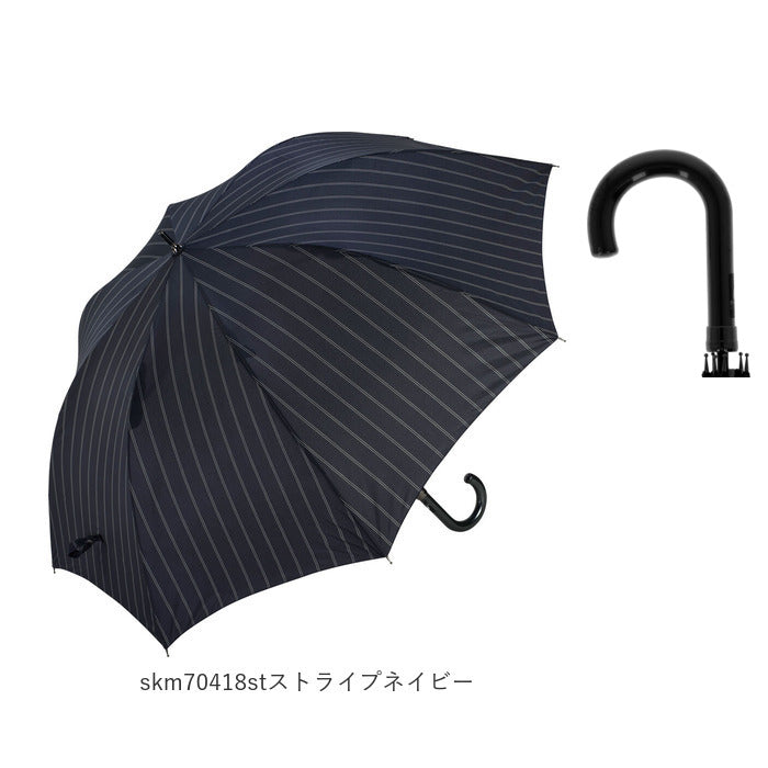 【skm70011ステッチネイビー】 傘 メンズ ジャンプ 通販 大きい さかさかさ 70cm 耐風強化傘 無地 チェック ストライプ グラスファイバー 丈夫 紳士傘 シンプル 長傘 ワンタッチ おしゃれ 男性用 かさ カサ