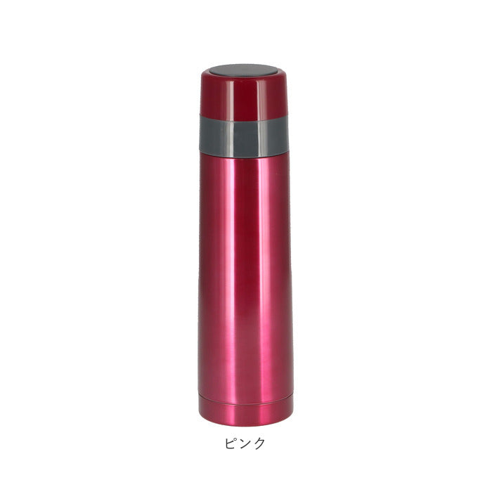 【オレンジ・水筒480ml】 ステンレスボトル おしゃれ 通販 約 500ml 480ml 水筒 保冷 保温 マイボトル ワンプッシュ開閉式 洗いやすい 広口タイプ カップ 蓋付き コップ 男女兼用 シンプル 通学 通勤