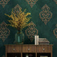 壁紙 ダマスク柄 グリーン 緑 3本セット 53cm×1000cm シールタイプ DIY 模様替え かわいい damask クロス 補修 ラグジュアリー 北欧 賃貸壁紙 背景 プレゼント シンプル ベッドルーム リビング 防音 リメイク リフォーム シート