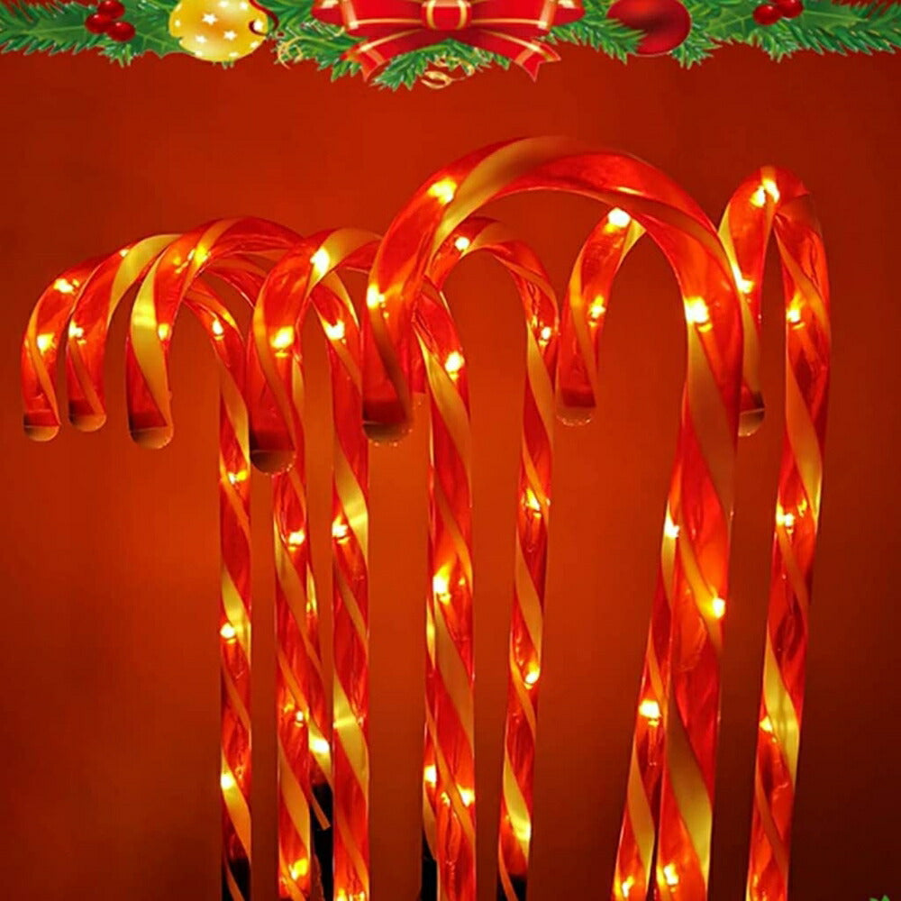 クリスマス LED キャンディースティック 10ピースセット USBタイプ 赤い杖 花壇を照らす ガーデンピック ガーデンスティック ガーデンライト LEDライト ガーデニングピック 庭 飾り 刺す クリスマス装飾 クリスマスパーティー