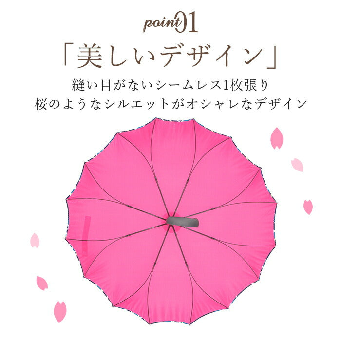 【ftw1804.ドットレッド・【即時発送】長傘60cm】 傘 レディース 長傘 耐風 桜骨 通販 おしゃれ ジャンプ サクラ骨 耐風傘 60cm ワンタッチ グラスファイバー 丈夫 縫い目がない シームレス 一枚張り かわいい 花柄 クーカ ドット