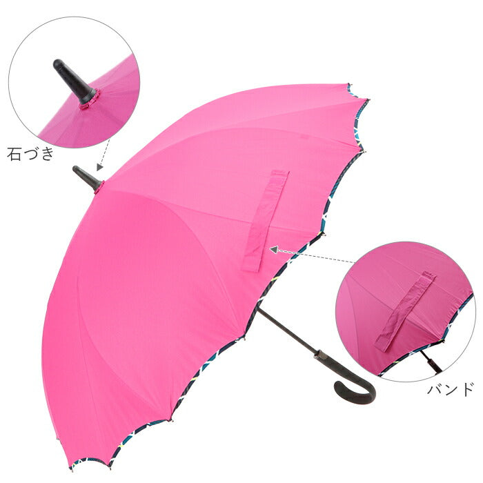 【ftw1804.ドットレッド・【即時発送】長傘60cm】 傘 レディース 長傘 耐風 桜骨 通販 おしゃれ ジャンプ サクラ骨 耐風傘 60cm ワンタッチ グラスファイバー 丈夫 縫い目がない シームレス 一枚張り かわいい 花柄 クーカ ドット