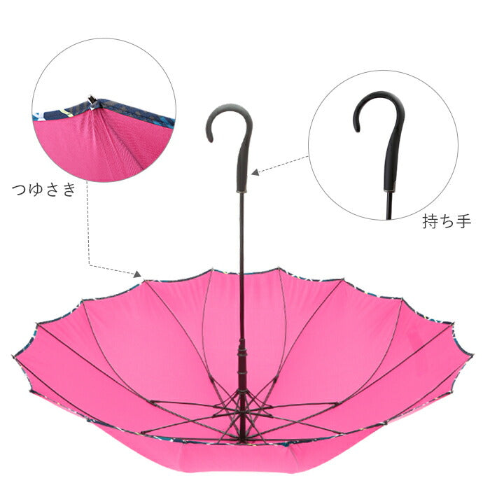 【ftw1804.ドットレッド・【即時発送】長傘60cm】 傘 レディース 長傘 耐風 桜骨 通販 おしゃれ ジャンプ サクラ骨 耐風傘 60cm ワンタッチ グラスファイバー 丈夫 縫い目がない シームレス 一枚張り かわいい 花柄 クーカ ドット