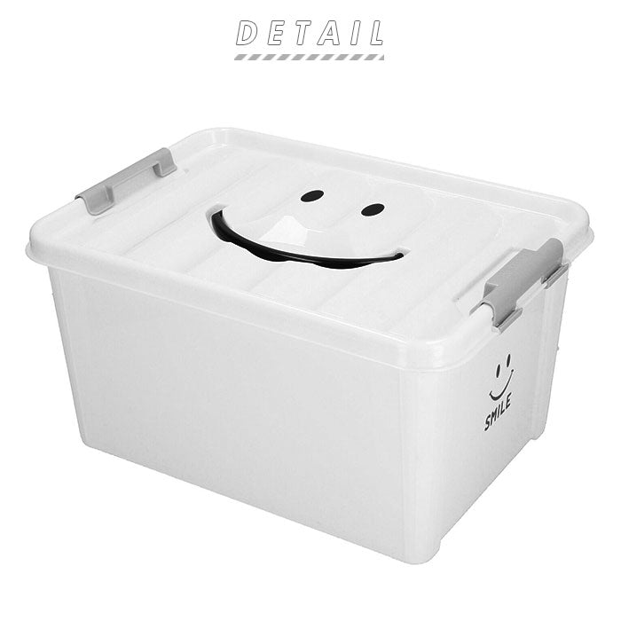 【BL.ブルー・収納ボックス】 収納ボックス フタ付き おしゃれ 通販 プラスチック スマイルボックス Mサイズ かわいい 収納ケース ハンドル 持ち手 ふた付き スタッキング おもちゃ箱 衣類 収納 子供部屋 SPICE OF