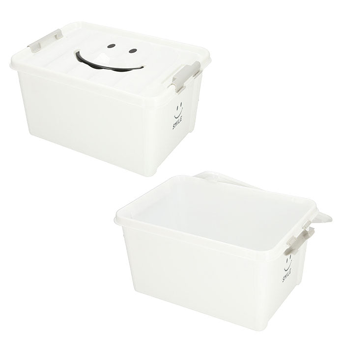 【BL.ブルー・収納ボックス】 収納ボックス フタ付き おしゃれ 通販 プラスチック スマイルボックス Mサイズ かわいい 収納ケース ハンドル 持ち手 ふた付き スタッキング おもちゃ箱 衣類 収納 子供部屋 SPICE OF
