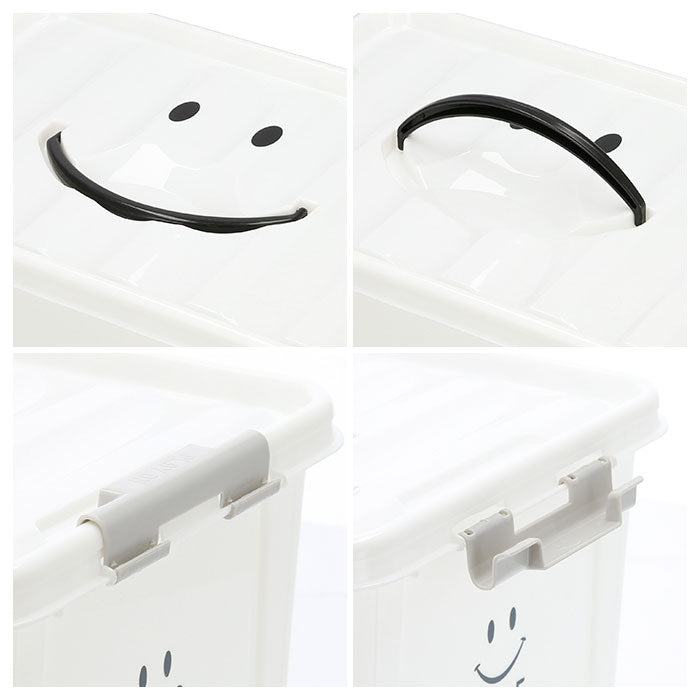 【BL.ブルー・収納ボックス】 収納ボックス フタ付き おしゃれ 通販 プラスチック スマイルボックス Mサイズ かわいい 収納ケース ハンドル 持ち手 ふた付き スタッキング おもちゃ箱 衣類 収納 子供部屋 SPICE OF