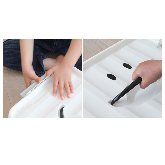 【BL.ブルー・収納ボックス】 収納ボックス フタ付き おしゃれ 通販 プラスチック スマイルボックス Mサイズ かわいい 収納ケース ハンドル 持ち手 ふた付き スタッキング おもちゃ箱 衣類 収納 子供部屋 SPICE OF