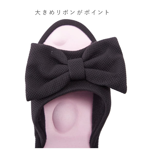 【ピンク・22.5cm～24.5cm】 スリッパ おしゃれ ヒール 通販 レディース 室内 室内用 室内履き ツボ押し 足ツボ 健康サンダル 健康スリッパ ツボ押しスリッパ リボン かわいい オープントゥ ヒールアップ