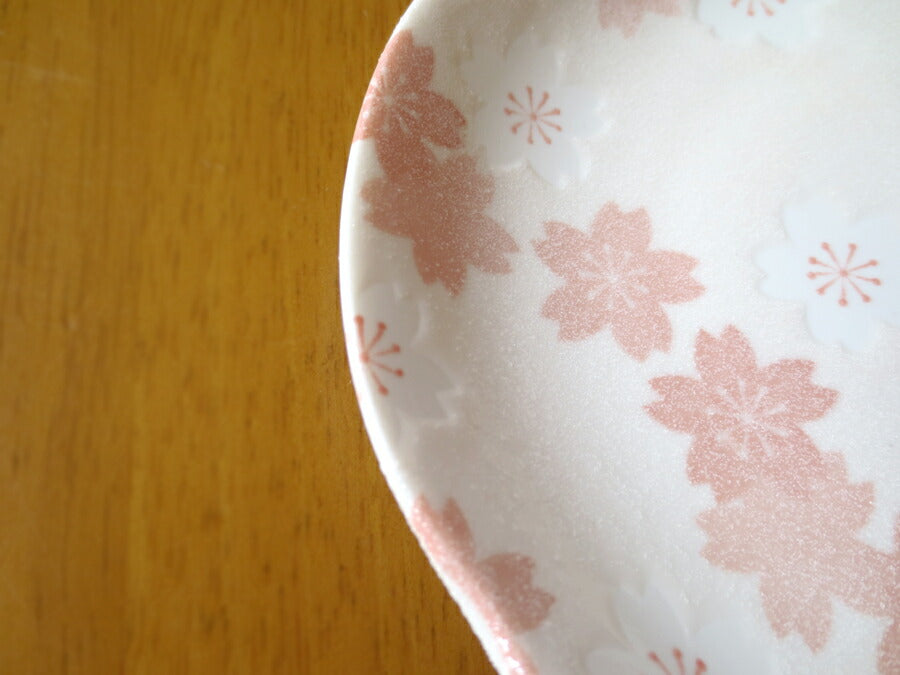 志野さくら梅型7.0皿[直径21.2cm] 和皿 桜 春 美濃焼 和食器 国産 日本製   陶器のふる里  stockヤ