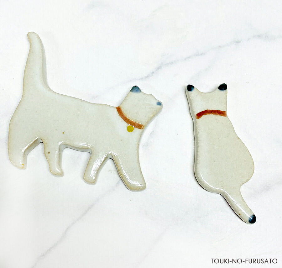 タマ箸置き  幅：約6cm 陶器 はしおき 白猫 シロネコ white-cat 猫好き おもしろ ユニーク かわいい 癒し キャット プチギフト メール便OK  陶器のふる里  trysケ