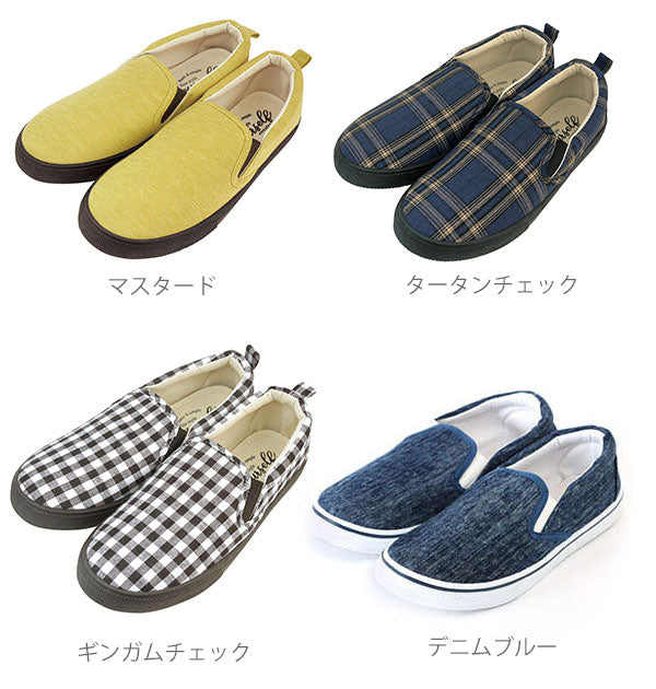 【デニムブルー・M(約23-24cm)】 スリッポン レディース スリップオン 靴 定番 シューズ 紐なし スニーカー