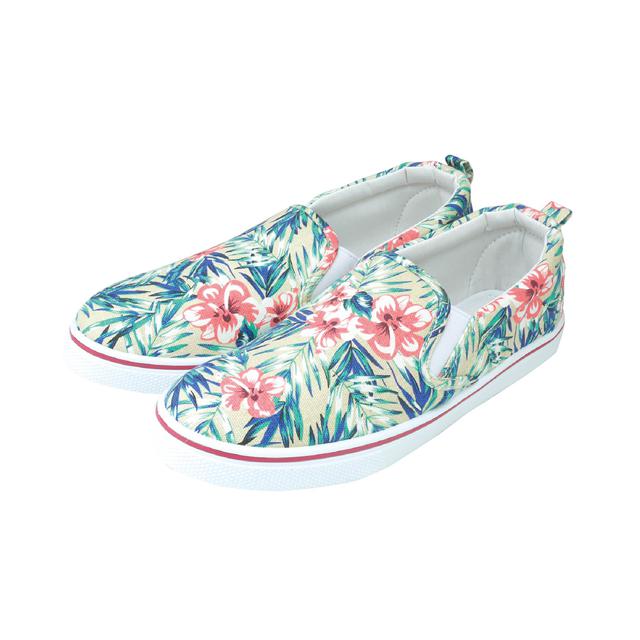 【トロピカルBE・M約23-24cm】 スリッポン レディース おしゃれ 通販 スニーカー 通学 通勤 靴 シューズ slip-on スリップオン 大人 かわいい 紐なし ヒモなし 履きやすい ローカット ぺたんこ ローヒール