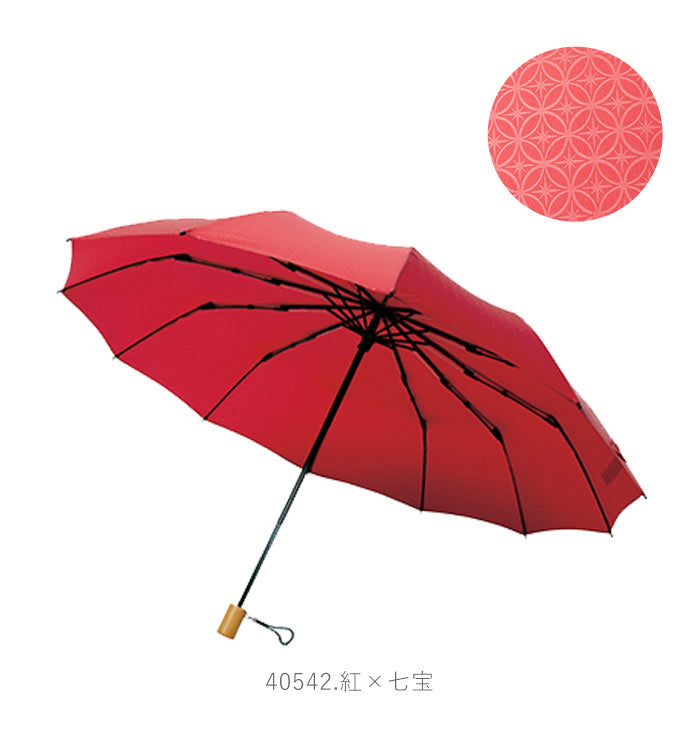 【40543.銀×矢羽根・折りたたみ傘江戸】 折りたたみ傘 おしゃれ 通販 レディース メンズ ブランド mabu 丈夫 グラスファイバー骨 傘 折りたたみ 雨傘 折り畳み 12本骨 55cm おしゃれ シンプル 55センチ 木製ハンドル 木製持ち手