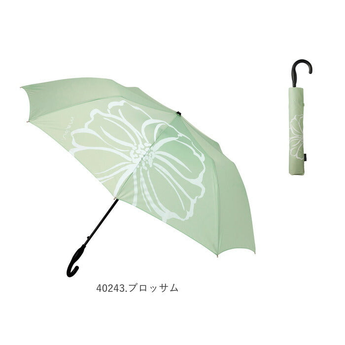 【40243.ブロッサム・折りたたみ傘】 mabu 傘 通販 長傘 レディース コンパクト 日傘 晴雨兼用 uvカット ジャンプ傘 ワンタッチ 55cm 8本骨 グラスファイバー骨 おしゃれ 大人可愛い ローズ ブロッサム マーガレット