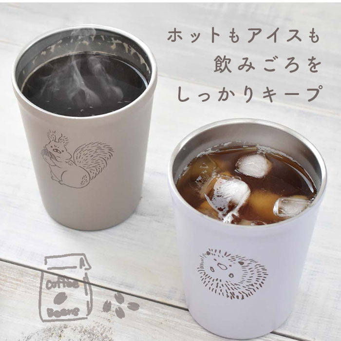 【10703.ウサギWH・蓋付きタンブラー】 タンブラー 保温 保冷 蓋付き 通販 ふた付き おしゃれ かわいい ステンレス マイボトル 持ち運び コンビニカップ ホルダー コーヒー マグ カップ コップ コンビニコーヒー コンビニマグ