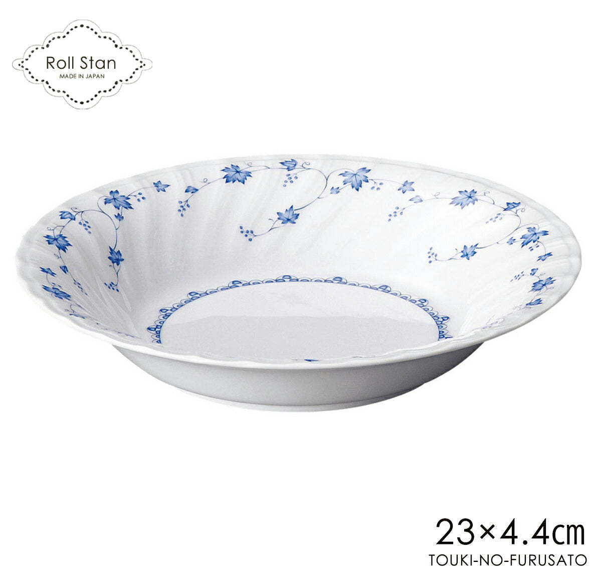 ロールスタン 9吋スープ皿 直径23cm 洋陶 磁器 白 青 小花 スープ皿 大皿  美濃焼　磁器　国産　日本製　 陶器のふる里  stockヤ
