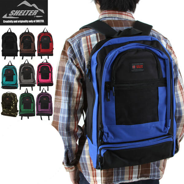 【1.ブラック・SPU-09（SPO-02）】 デイパック 通販 SHELTER シェルター 通販/正規品 おすすめ 丈夫 定番 通学 おしゃれ レディース メンズ BACKPACK バッグ バックパック ruck