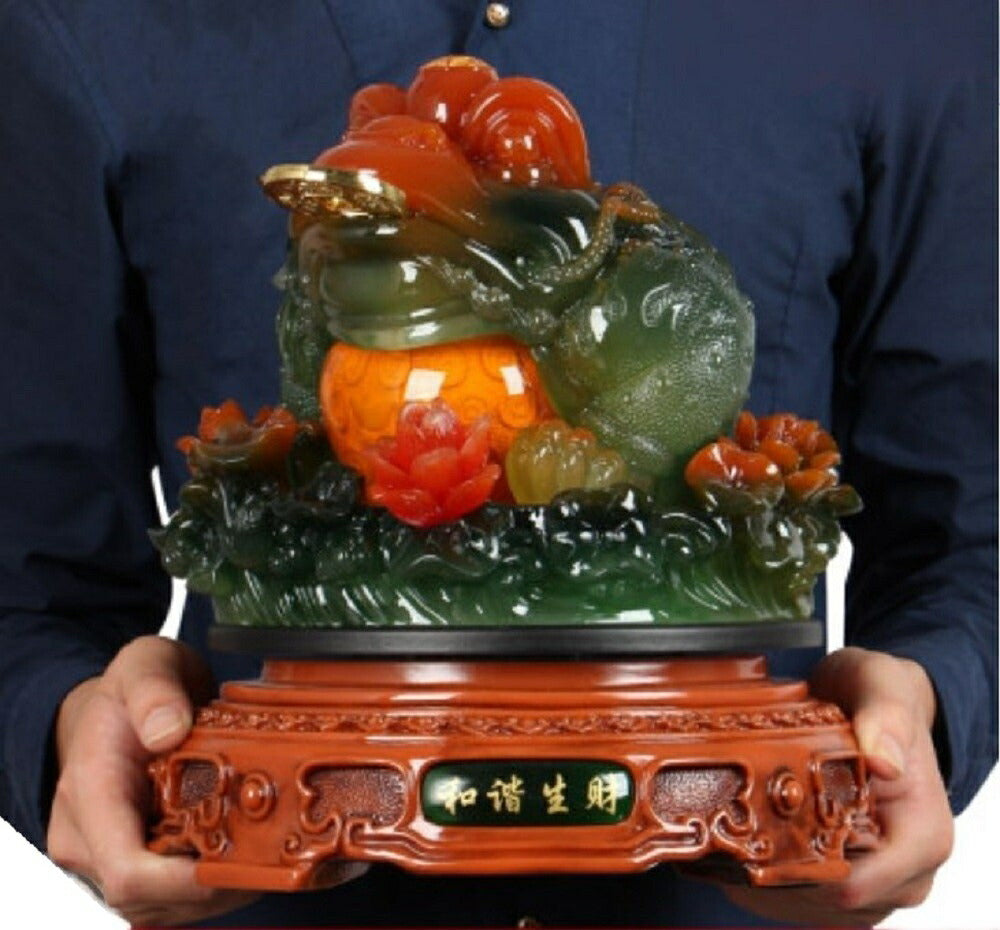 風水 蛙 特大 蓮の上に座る 蓮の花 カエル シリトン 超特大 風水アイテム 大盛況 超縁起物 幸運 祈り 浄化 金運 宝くじ 金運アップ 最強 商売繁盛 開店祝い 祝い 贈り物 お店 店舗 プレゼント 経営者 経営 玄関 置物 インテリア