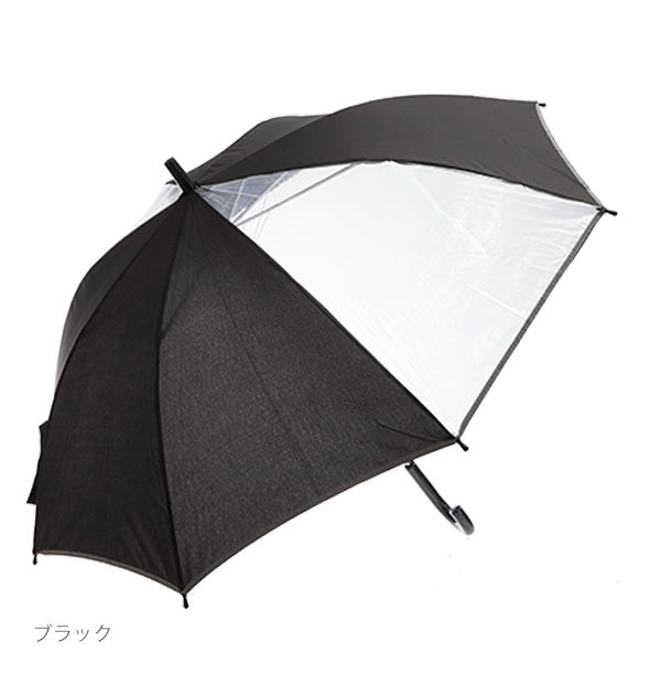 【パープル】 ジャンプ傘 55cm 8本骨 通販 傘 キッズ 子供用 子ども ジャンプ ワンタッチ キッズ傘 2コマ 透明窓付き グラスファイバー骨 通学 通園 小学生 小学校 学童用 男の子 女の子 スクール傘