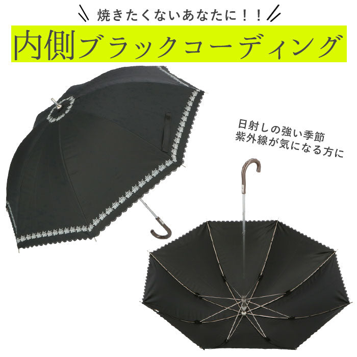【黒・裾ローズプリントピコ】 日傘 軽量 通販 おしゃれ 小さめ 傘 ミニ かさ 50cm 50センチ 赤外線カット 婦人傘 遮光 熱中症対策 アウトドア ブラックコーティング プレゼント 母の日 スポーツ観戦 紫外線 対策 花柄