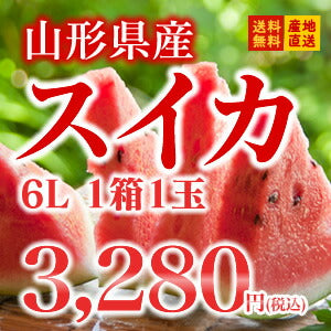 【送料無料★おもいっきり特大！】山形県産スイカ6L／1箱1玉いり※一部地域は別途送料