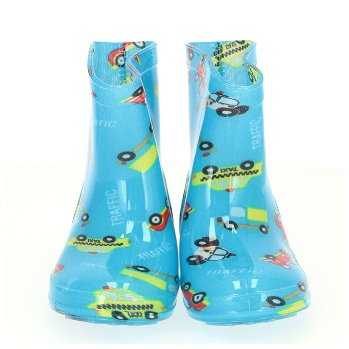 【カー×ブルー×イエロー・19センチ】 レインブーツ キッズ 通販 女の子 長靴 おしゃれ かわいい 登園 通学 保育園 幼稚園 小学生 女児 レインシューズ 雨靴 子供 子ども 15 16 17 cm 18 19 センチ レインウェア