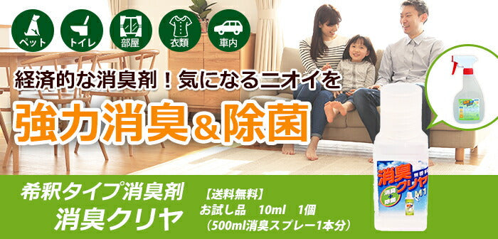 『消臭クリヤ お試し品 10ml』  超経済的 消臭スプレー まずはお試し! 希釈型　無香料 消臭剤