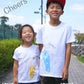 Cheers!! Foot Art Print T-Shirts■手形 手形アート 足形 足型アート ベビー 服 名入れ プレゼント Tシャツ 出産祝い ギフト 子供服 キッズ服 おしゃれ 赤ちゃん メモリアル オーダーメイド 手形 足型 新生児