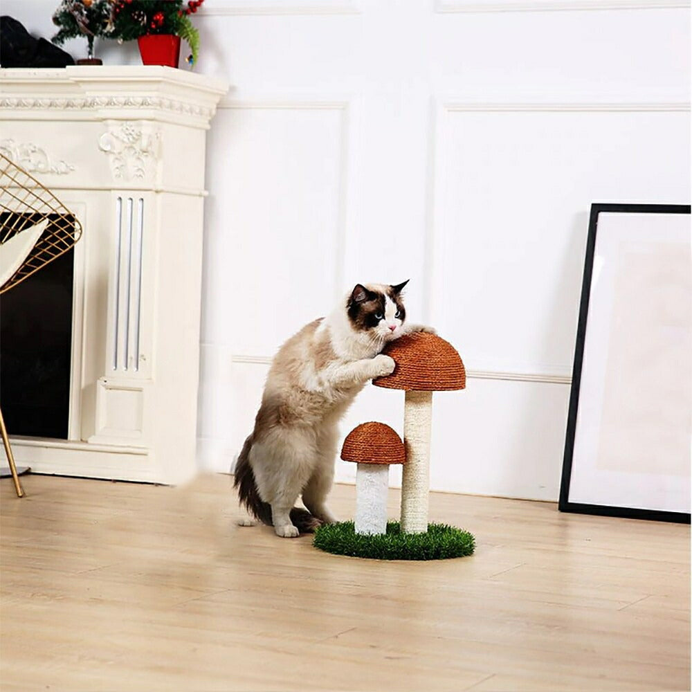 ペット用品 猫 爪とぎ きのこ型 小型 キャットタワー 猫タワー ネコの爪とぎ キャットポール 猫用 爪磨き 猫のストレス解消 玩具 猫のおもちゃ サイザル 麻マット ねこ ネコ 爪とぎ対策 サイザル麻 無毒 安全 取り付け簡単
