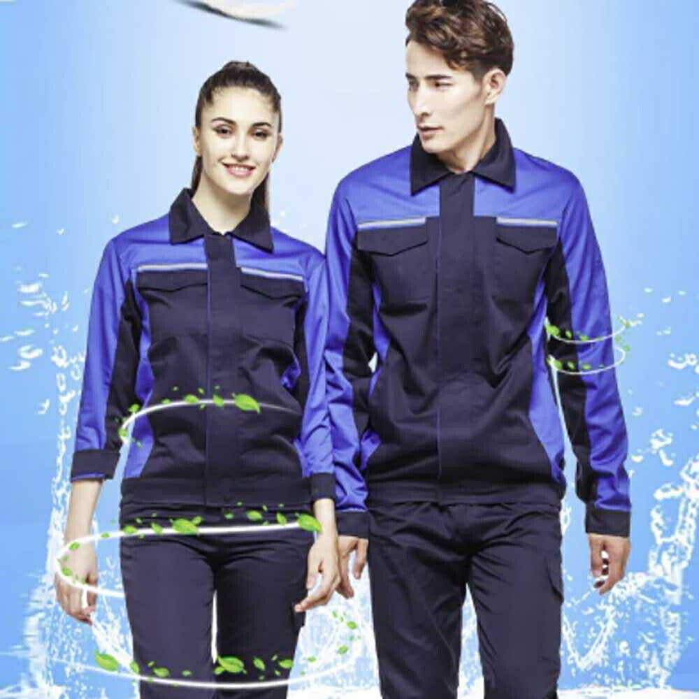 作業着 ブルー ネイビー XL 作業服 上下セット長袖 メンズ レディース 男女兼用 作業用 工場 ワークウェア ユニフォーム 統一感 仕事 仕事着 ワーク デザイン 快適 動きやすい DIY 引越し スポーツ 運動 アウトドア 人気